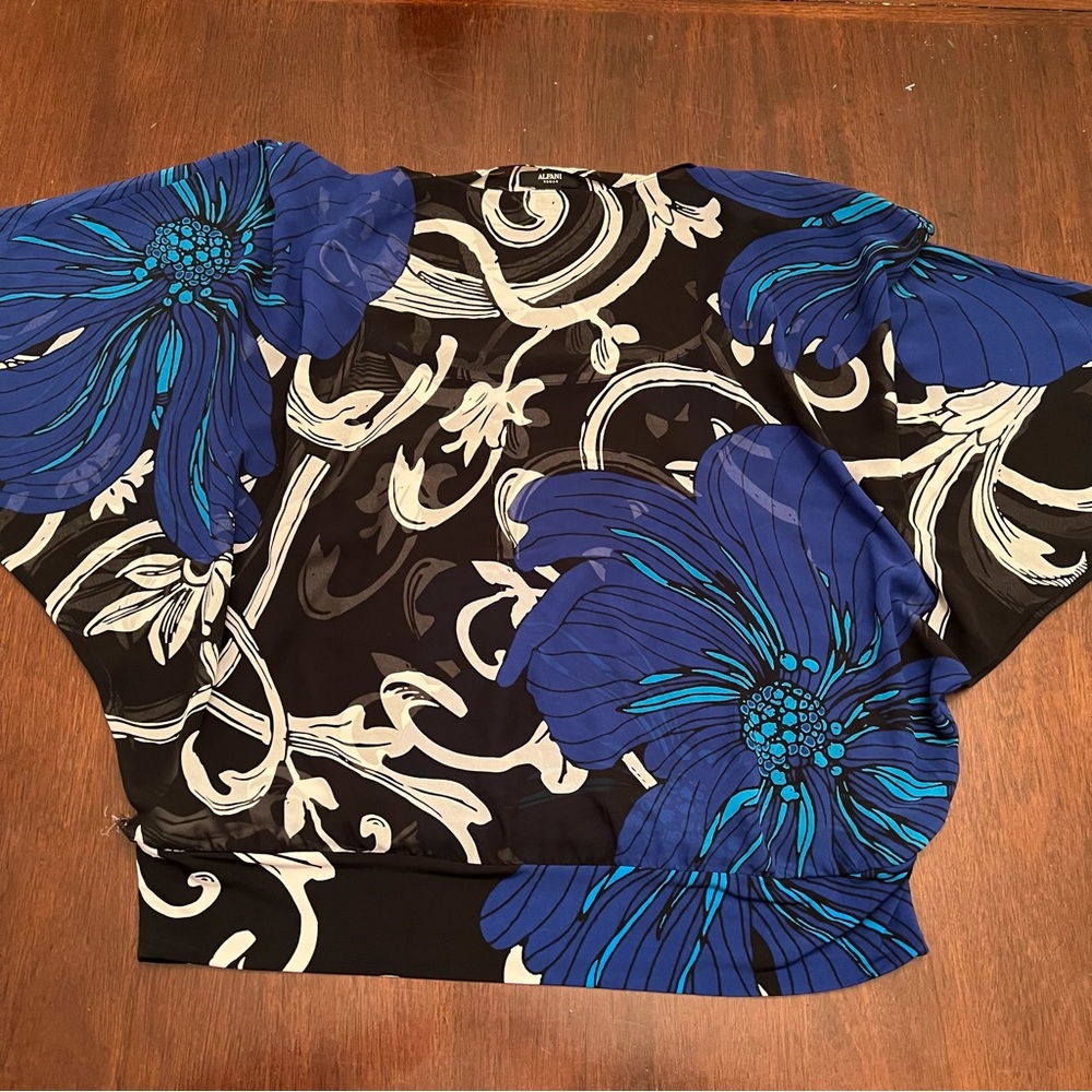 Alfani Sheer Floral Blouse With Built In Tank Underlining